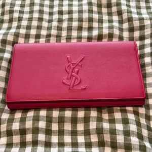 Saint Laurent Hot Pink Leather YSL Continental Clutch